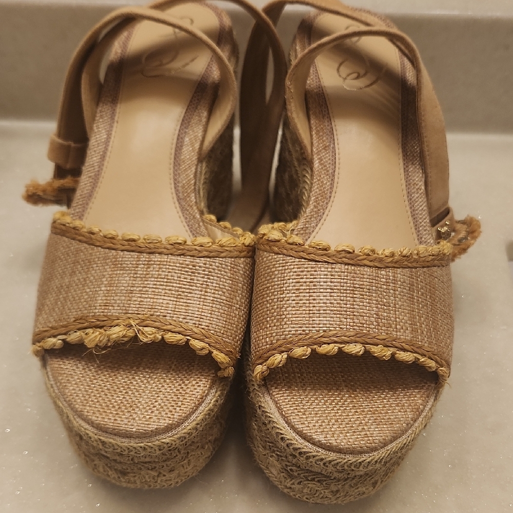 Sam Edelman AmberWedge Straw Platform Ankle Wrap Sandal
